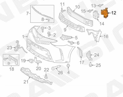 Кронштейн Усилителя Переднего Бампера Signeda PTY43486CL