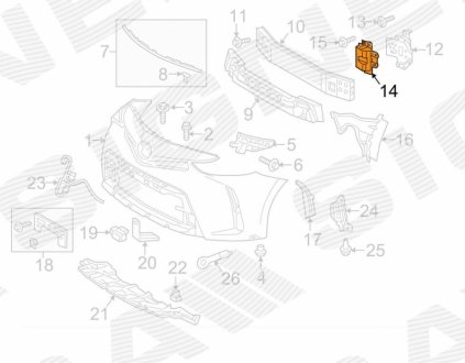 Кронштейн підсилювача переднього бампера Signeda PTY43486D