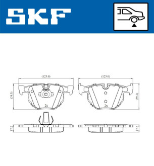 Колодки гальмівні (задні) BMW X5 (E70) 06-13/(F15/F85) 13-18/X6 (E71/E72) 08-14/(F16/F86) 14-19 SKF VKBP90240