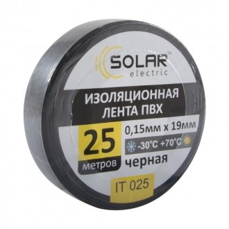 Стрічка Ізоляційна Пвх 19Mm L-25М Чорна Solar IT025