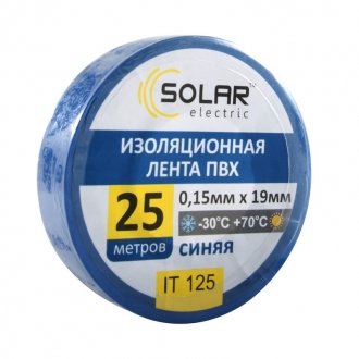 Лента изоляционная ПВХ, синяя 25м Solar IT125 (фото 1)