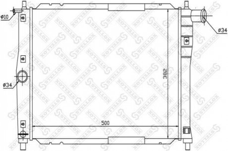 Радіатор охолодження Daewoo Lanos 1.5-1.6 (МКПП) (-AC) (382x500x15) STELLOX 1025340SX