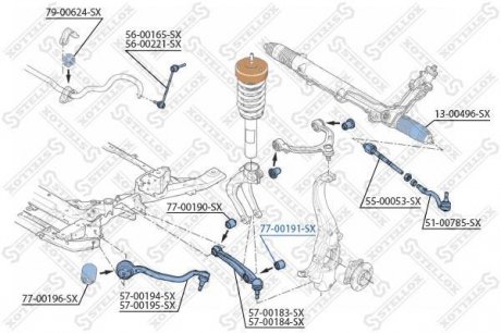 Сайлентблок важеля зад. зовніш. / BMW E70/E71 07> STELLOX 77-00191-SX