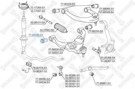 Сайлентблок переднего рычага передний подвижный нижний / Toyota Land Cruiser 200 07 - (488A060010S / 4865460040 / 486540C010) STELLOX 7700329SX