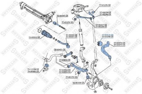 Сайлентблок переднего нижнего заднего рычага / Audi A4/S4/Allroad/A5/Q5 08> STELLOX 77-01523-SX