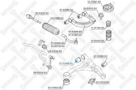 Сайлентблок рычага внутр. зад. п. / Hyundai Sonata NF 04> STELLOX 87-51044-SX