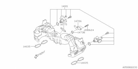 Прокладка впускного коллектора 24F B16 SUBARU 14035AA74A