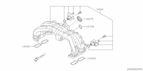 Прокладка впускного коллектора 25A 25B SUBARU 14035AA750