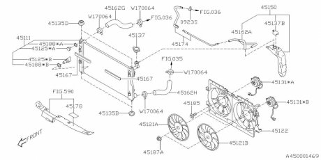 Патрубок радиатора нижний SUBARU 45161FL040