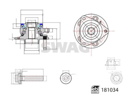 Підшипник маточини (передньої) Opel Astra 1.0-1.6 CDTI 15- SWAG 33108074