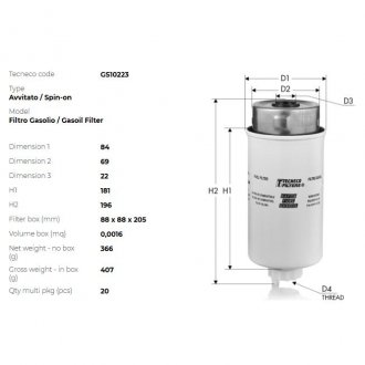 Фильтр топливный Tecneco GS10223