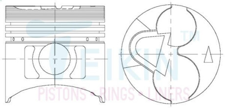 Поршні ремонт (+1.00мм) (к-кт на мотор) Mitsubishi 4D55,4D56, D4BX Hyundai H100 TEIKIN 43171100