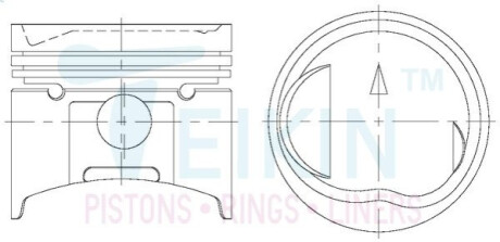 Поршни ремонт (+1.00мм) (к-кт на мотор) Mitsubishi 1,6L 4G32-M TEIKIN 43221100