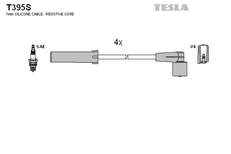 Провід свічкові 21082-2115 инж (силікон) Tesla Tesla Motors T395S (фото 1)