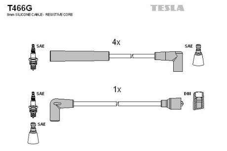 Комплект кабелiв запалювання Tesla Motors T466G (фото 1)