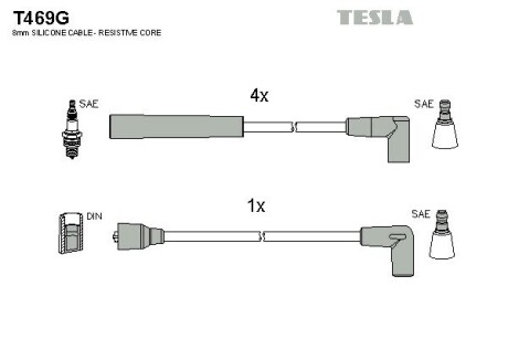 Комплект кабелiв запалювання Tesla Motors T469G (фото 1)