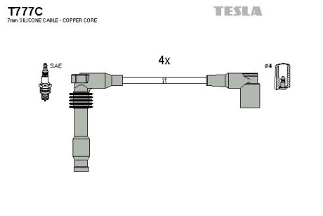 Провід свічкові Лачетти 1,8 (силікон) Tesla Tesla Motors T777C (фото 1)