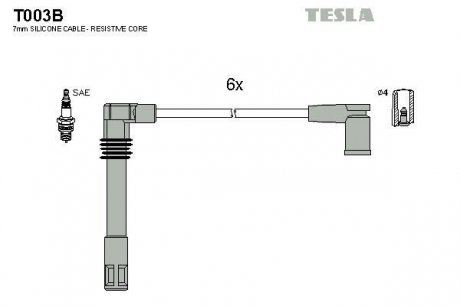 Провода высоковольтные - (78905113 / 078905113) TESLA T003B (фото 1)