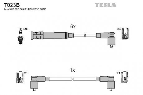 Провода высоковольтные - (12121710662 / 12121705623 / 12121710591) TESLA T023B (фото 1)
