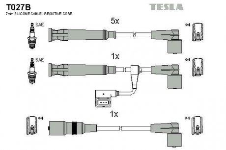 Провода высоковольтные - (12121717206 / 12121716939) TESLA T027B (фото 1)