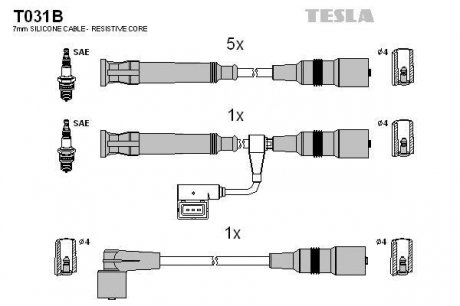 Провода высоковольтные - (12121714155 / 12121720529 / 12121714154) TESLA T031B (фото 1)