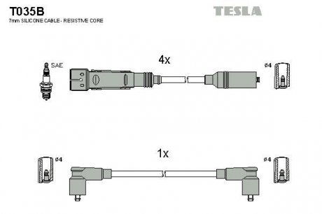 Провода высоковольтные - (803998031) TESLA T035B (фото 1)