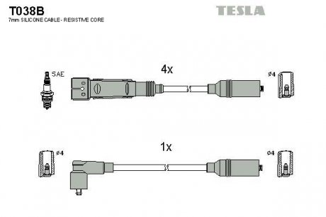 Провода высоковольтные - (803998031 / 59998031) TESLA T038B (фото 1)