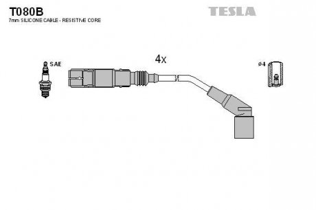 Провода высоковольтные - TESLA T080B (фото 1)