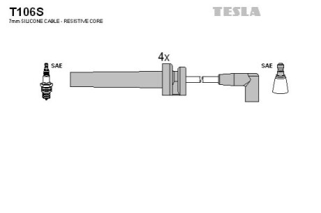 Комплект кабелей зажигания TESLA T106S