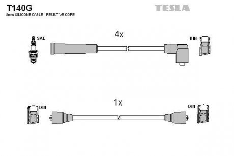 Провода высоковольтные - (5030261 / 1063607) TESLA T140G (фото 1)