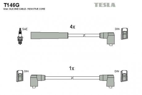 Провода высоковольтные - TESLA T146G (фото 1)