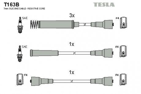 Провода высоковольтные - (90442064 / 90350555 / 1612531) TESLA T163B (фото 1)