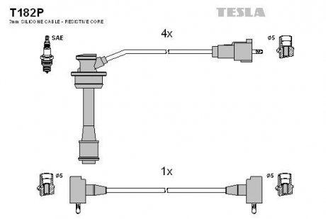 Провода высоковольтные - (9091921577 / 9091921473) TESLA T182P (фото 1)