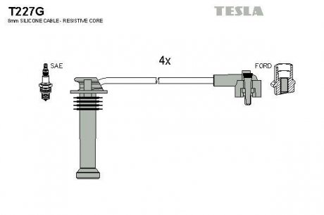 Провода высоковольтные - (5030316 / 1202513 / 1063615) TESLA T227G (фото 1)