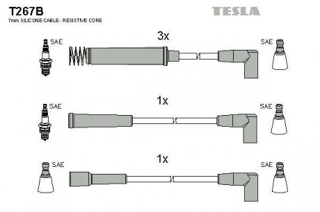 Провода высоковольтные - (90297423 / 1612477 / 1612472) TESLA T267B (фото 1)