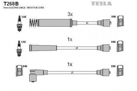 Провода высоковольтные - (1612473) TESLA T268B (фото 1)