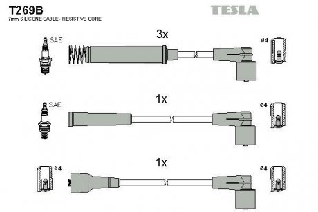 Провода высоковольтные - (90442406 / 1612610 / 1612557) TESLA T269B (фото 1)