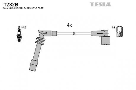 Провода высоковольтные - (1612657) TESLA T282B (фото 1)
