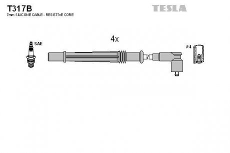 Дроти запалення, набір TESLA T317B (фото 1)