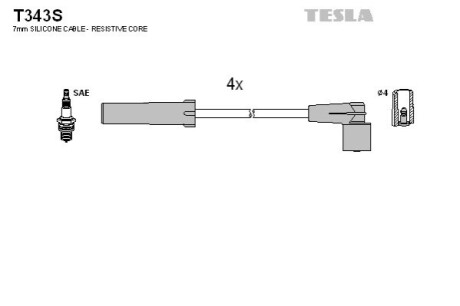 Провод выс/вольт Газель 4216(Евро4) TESLA T343S