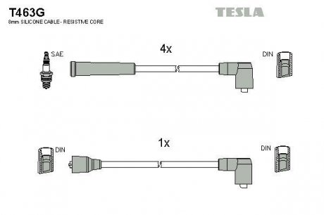 Провода высоковольтные - (5030259 / 1202501 / 1063606) TESLA T463G (фото 1)