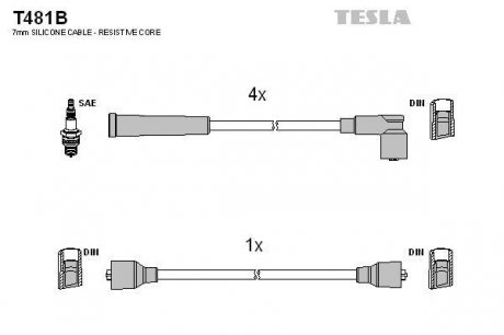 Провода высоковольтные - (ZE9818140) TESLA T481B (фото 1)