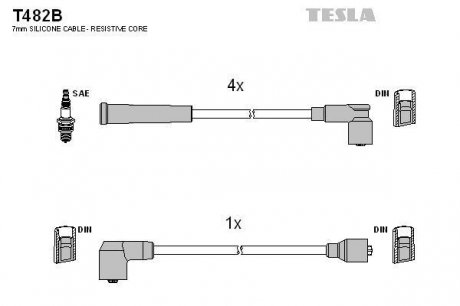 Провода высоковольтные - (ZX1918140) TESLA T482B (фото 1)