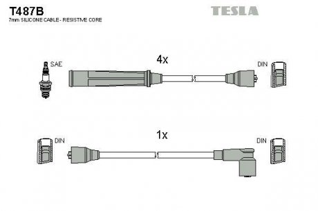 Провода высоковольтные - TESLA T487B (фото 1)