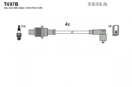 Провода высоковольтные - (9619064880 / 9609493380 / 5967N7) TESLA T497B (фото 1)