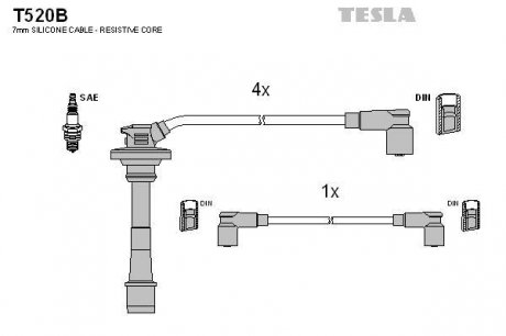 Провода высоковольтные - (9091921417) TESLA T520B (фото 1)