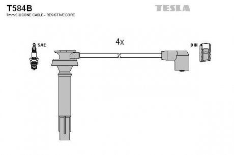 Провода высоковольтные - TESLA T584B (фото 1)