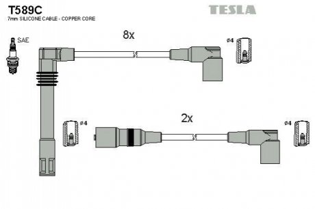 Комплект кабелiв запалювання TESLA T589C