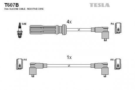 Провода высоковольтные - (35312776 / 2708972 / 2707495) TESLA T607B (фото 1)