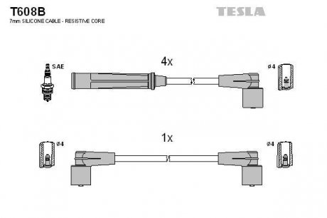 Провода высоковольтные - (3507177 / 270880 / 1367224) TESLA T608B